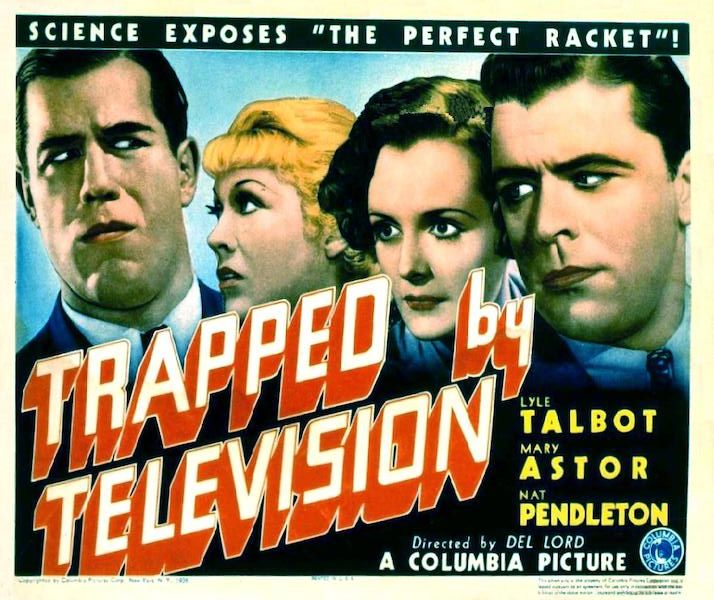 Lobby card for movie Trapped by Television