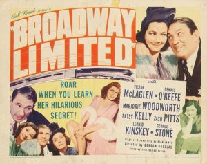 Lobby card for the movie Broadway Limited