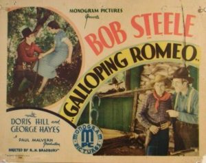 Lobby card for the movie Galloping Romeo