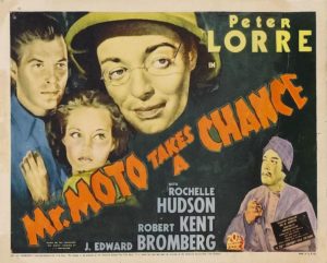 Lobby card for the movie Mr. Moto Takes a Chance