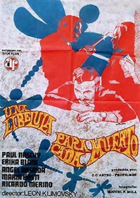 Poster for the movie original title: Una libélula para cada muerto