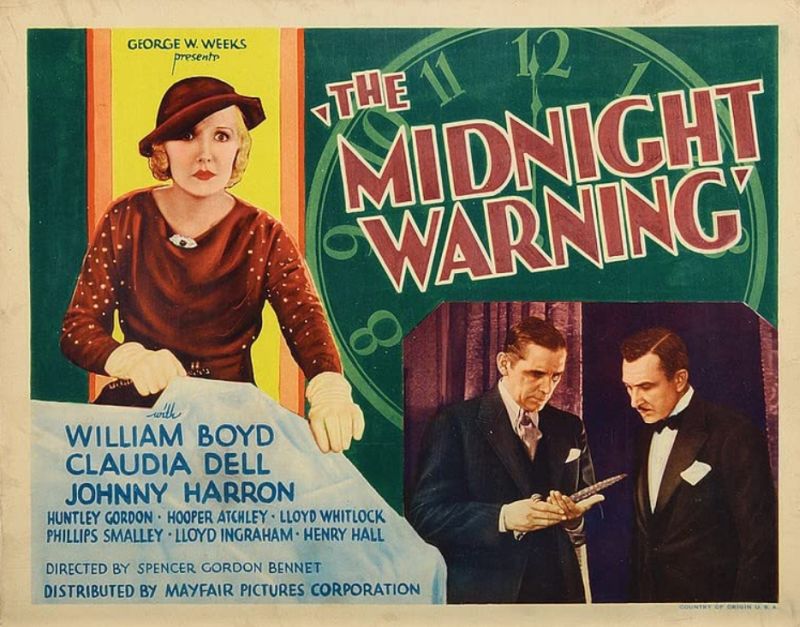 Lobby card for the movie The Midnight Warning