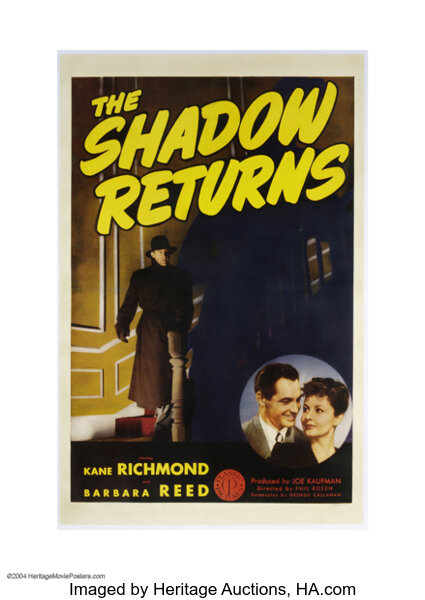Poster for a rerelease of the movie The Shadow Returns